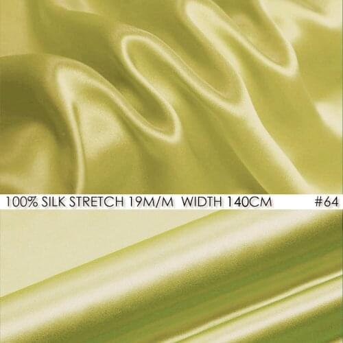 Silk stretch satin 140 cm, width 19momme 2021 New Desigual Silk Soie Fabrics Stretch Fabrics Light Yellow NO 64