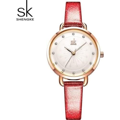 Shengke Luxury Quartz Watch Women Leather Watches Relogio Feminino 2019 New SK Small Round Dial Ladies Casual Watches #K8031