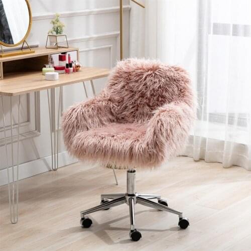 Adjustable Height Steel Fluffy Comfortable Soft Vanity Chair for Home