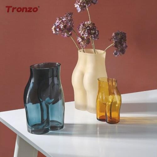 Tronzo Art Crafts Glass Vase Abstract Human Vase Flower Arrangement Flower Pot Desktop Decoration Wedding party Home Tools