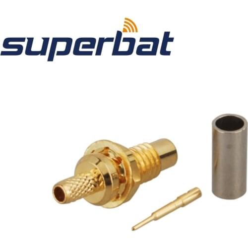 Superbat 10pcs SMC Crimp Jack Bulkhead Straight for LMR100 Cable RF Coaxial Connector