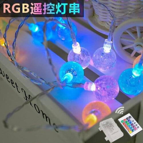 Led Bubble Ball Lamp String Rgb Seven Color Synchronous Changing Remote Control Battery Decorative On Christmas Day Decoration