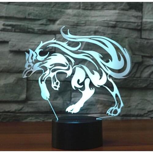 Wolf Led Touch Seven color 3d Lamp Visual Decoration Table Lamps For Living Room Childrens room decoration night 3D light