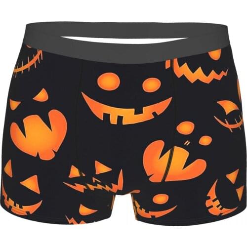 Scary Pumpkin Halloween Trick-or-treating Underpants Cotton Panties Man Underwear Comfortable Shorts Boxer Briefs