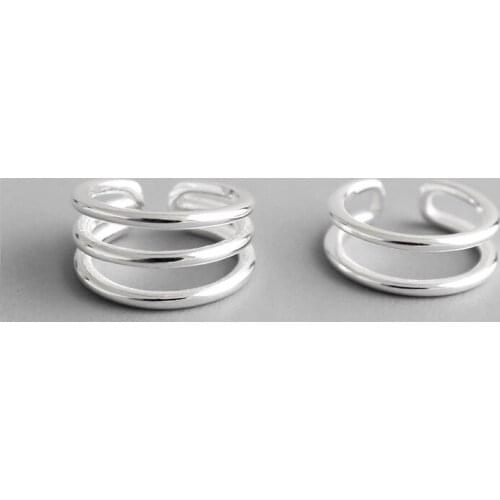 ONLY 1PC 8.9mm 100% real. Authentic 925 Sterling silver 2-Rows/ 3Rows Clip Earrings (No pierced) Fine jEWELRY E619