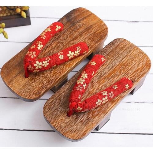 Japanese Traditional Geisha Geta Clogs Woman Kimono Yukata Aodai Beach Sandal Naruto Ninja Anime Cosplay Wooden Shoes Flip Flops