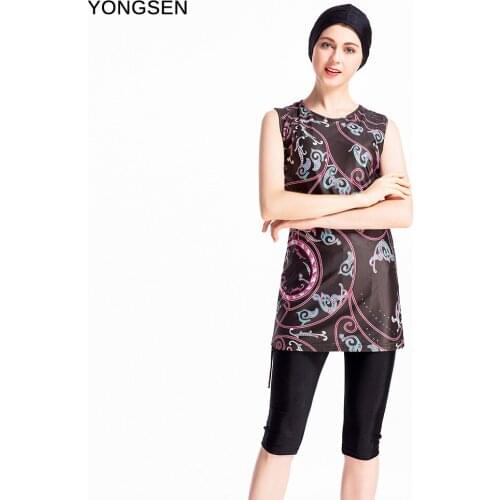 YONGSEN Newest Burkinis Muslim Women Modest Swimwear Islamic Short Sleeve Plus Size Hijab 3 Piece Full Cover Swimsuit Beachwear