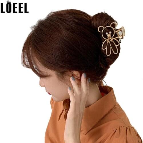 2021 New Fashion Metal Hair Claws Gold Silver Irregular Geometric Hair Clips For Women Girls Alloy Hollow Bear Hairpins Headwear