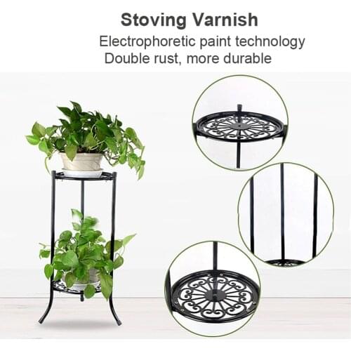 2 Holder Metal Plant Pot Stand Flower Display Shelf Garden Patio Home Outdoor