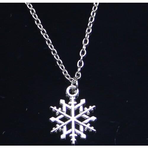 20pcs New Fashion Necklace 19x15mm snowflake snow Pendants Short Long Women Men Colar Gift Jewelry Choker