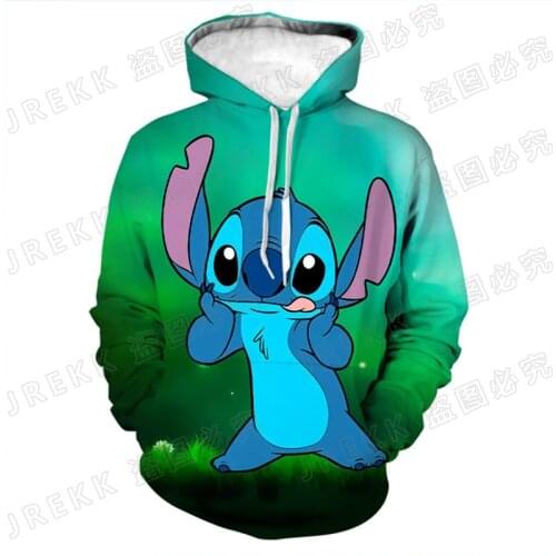 2021 Fashion Casual Funny Stitch Hoodies Men Women Children Disney Anime 3D Print Sweatshirts Boy Girl Kids Pullover Cool Tops