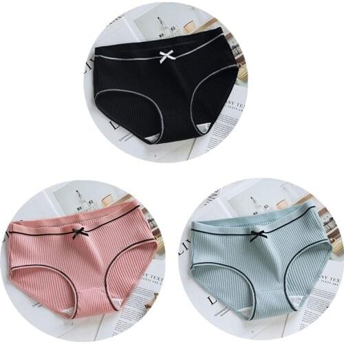 3pcs/lot Womens Cotton panties Breathable Underwear Briefs for Female cute bow Lingeries Calcinhas Shorts Underpants girl Panty