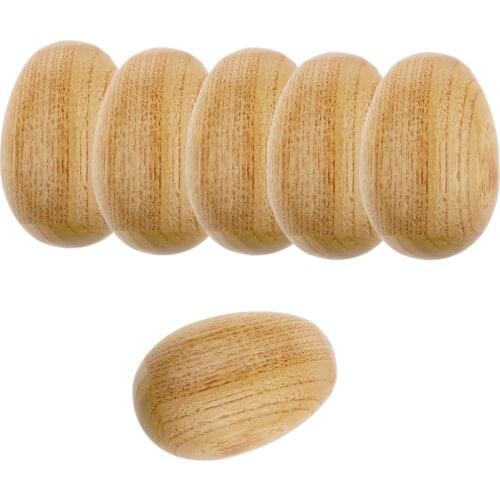 6 Pieces Polished Wooden Egg Shaker Percussion Instrument for Children Baby Toddler Rattle Toys