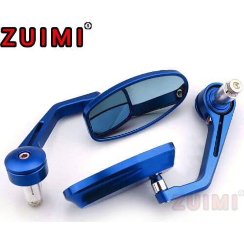 7/8" 22mm General Cnc Aluminum Motorcycle Handlebar Side Mirror Blue Convex Glass, Suitable For Yamaha Mt07 Mt09 Square Mirror