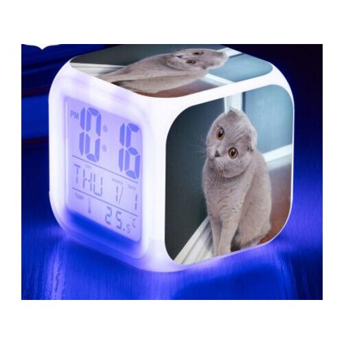 7 color Flash Digital Clocks Pets Cat LED Alarm Clock LCD Watch Dropship Animals reloj despertador saat reveil