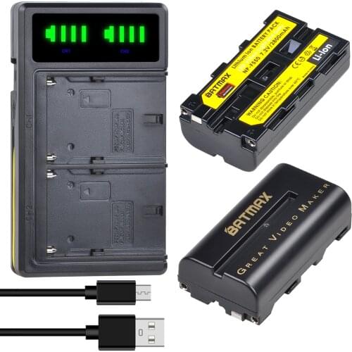 Batmax NP-F550 NP F550 F570 Battery+LCD USB Dual Charger for Yongnuo Viltrox LED Video Light YN300 II YN300 III YN600 Air T119S