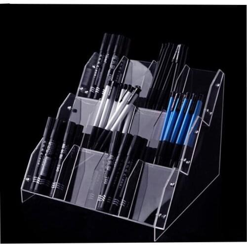 Free shipping clear acrylic Pen storage box Office Organizer Cosmetic Square Pencil Pen Stand Holders puppet display rack