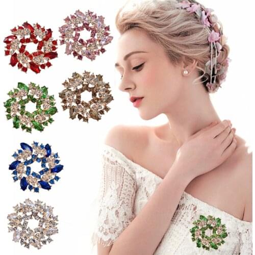 Bouquet Rhinestone Brooches Pins Scarf Clip Big Flower Crystal Brooch For Women Fashion Brooch Pin Jewelry Gifts DIY Bouque