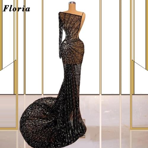 Black Illusion Evening Dresses Couture Dubai Formal Prom Dress Custom Robes Arabic Long Red Carpet Gowns African Party Night