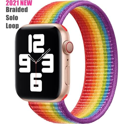 Hot Selling 2021 New Upgrade Braided Solo Loop Elastic Nylon Straps for Apple Watch Band Series 6/SE/5/4/3/2/1 38/40/42/44mm
