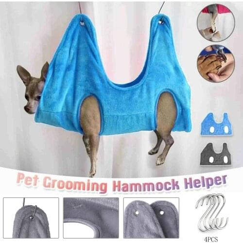 Pet Cat and Dog Grooming Hammock Assistant Storage Bag Puppy Dog Cat Trimming Finger Clip Bath Bag Restraint Belt