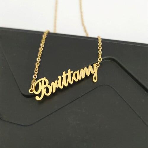 Customized Fashion Stainless Steel Name Necklace Personalized Letter Gold Choker Necklace Pendant Nameplate Gift
