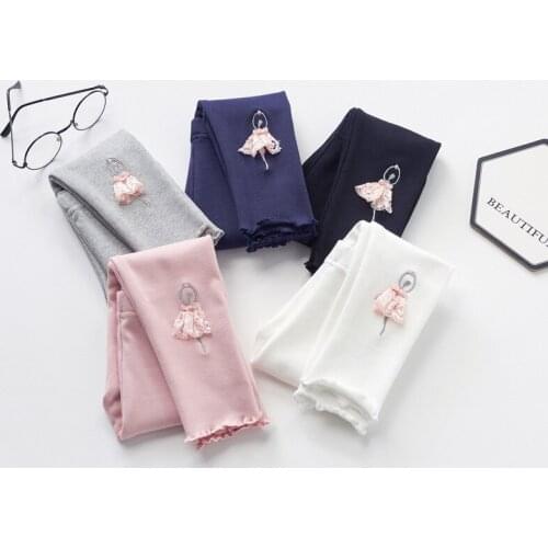 Girls Leggings Autumn Elastic Candy Color Kids Trousers Pants For Girls Leggings Ballet Dancing Embroidery Trousers Pants