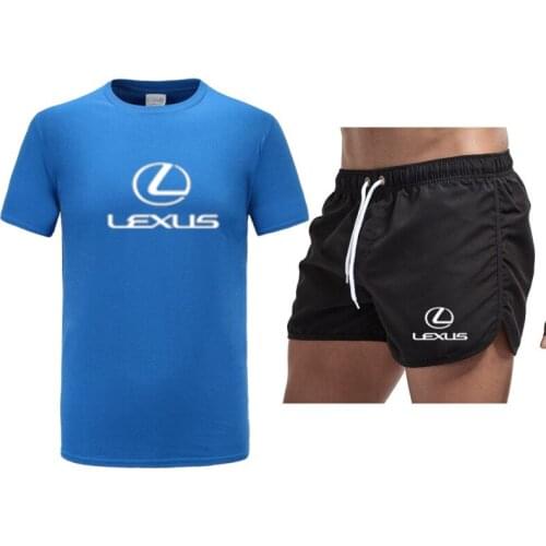 Men Lexus Sports Sets Printing 2021 Summer Short Sleeve Button Shirt Beach Shorts Streetwear Casual Mens Suit 2 Pieces S-3XL