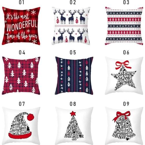 Merry Christmas Cushion Cover 45cm Pillowcase 2020 Christmas Decorations For Home Xmas Noel Ornament Happy New Year 2021