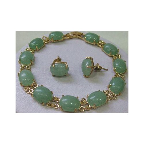 New jewelry Graceful green stone bracelet earring sets>>> Free shipping