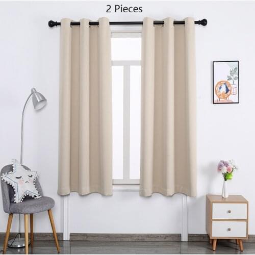 Solid Blackout Curtains Set of 2 Panels, Grommet Window Curtain For Living Room