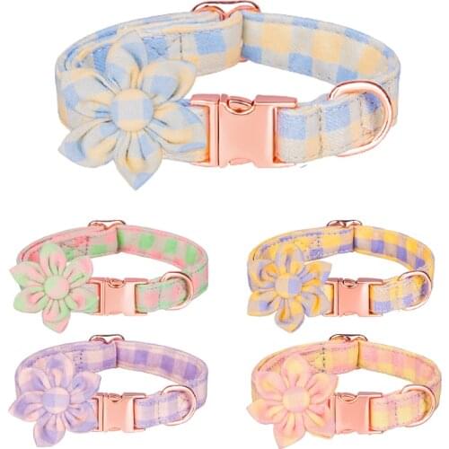 Colorful Dog Cat Collar With Flower Deco For Small Medium Dogs Cats Adjustable Collars Perro Puppy Kitten Cute Pet Accessories