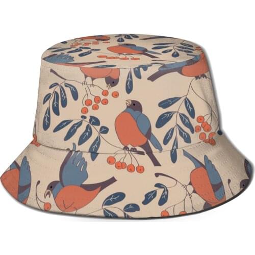 CINESSD Vintage Bullfinches Bucket Hat Summer Hats Fisherman Hat Foldable Women Men Sunscreen Shade Caps