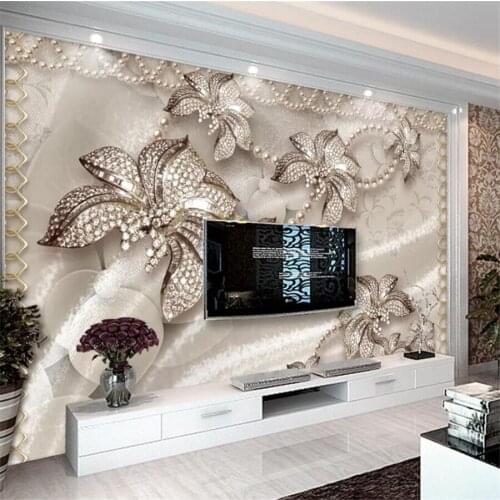 Custom wallpaper 3D stereo photo mural new exquisite luxury jewelry flower soft dress living room mural TV background wall paper