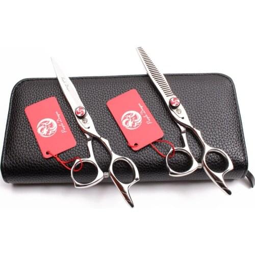 Z9017 5.5" 16cm Shiny 440C Purple Dragon Professional Hairdressing Scissors Cutting Shears Thinning Scissors Salon Hair Scissors