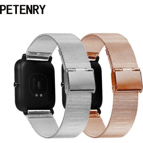 For Amazfit Bip Strap Milanese Metal Stainless Steel Watch Band Strap Bracelet for Xiaomi Huami Amazfit Pace/Stratos2 2S/GTR/GTS