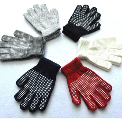 Season Warm Monochrome Knitted Gloves Primary School Outdoor Sports Non-slip Polka Dot Particle Offset Gloves