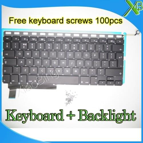 Brand New For MacBook Pro 15.4" A1286 UK keyboard+Backlight Backlit+100pcs keyboard screws 2009-2012 Years