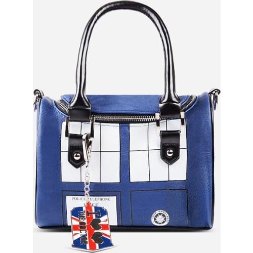 Mysterious Dr. handbag Doctor Who Bag TARDIS Mini Satchel and Metal Charm Keychain Shoulder bag Lady Messenger bag