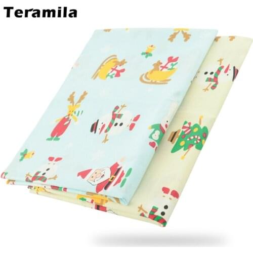 Teramila Snowman Christmas Tree Design Fabrics Twill Material Fabric 100% Cotton by the per Meter Needlework for Sewing Cloth