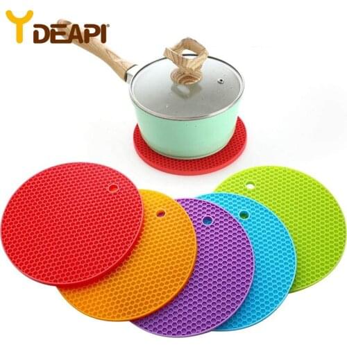 YDEAPI Round Heat Resistant Silicone Mat Drink Cup Coasters Non-slip Pot Holder Table Placemat Kitchen Accessories Onderzetters