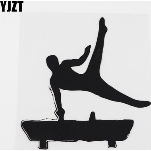 YJZT 14.1CMX14.4CM Gymnastics Sports Hobbies Vinyl Car Sticker Black/Silver 8A-0279