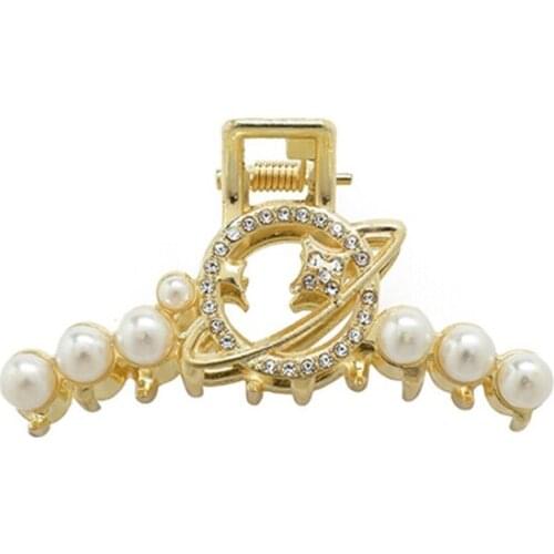 ZV New 1Pcs Pearl Beads Hair Clip Pin Jewelry For Women Girl Handmade Earth Moon Floral Headwear Accessories Wholesale