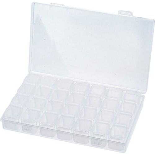 28 grids Transparent Plastic Jewelry Storage Box Earings Nail Ornament Beads Holder Case Organize Clear Table Desk Tablets cases