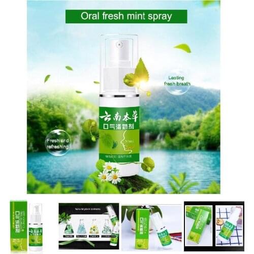 30ml Breath Freshener Spray Oral Odor Treatment Halitosis Remove Smoke Treatment Spray Mint Refresher Small Portable NN
