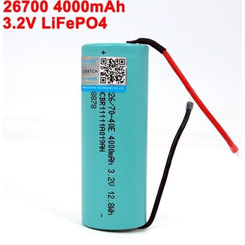 26700 3.2V 4000mAh LiFePO4 Battery 3C Continuous Discharge High power battery DIY Silicone Wire for Electric Car scooter