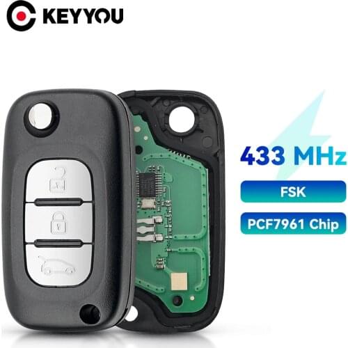 KEYYOU Car Remote Flip Key For Renault Scenic III Megane III Fluence 2009-2015 VA2 Blade Fob 2/3 Buttons PCF7961 Chip 433MHz