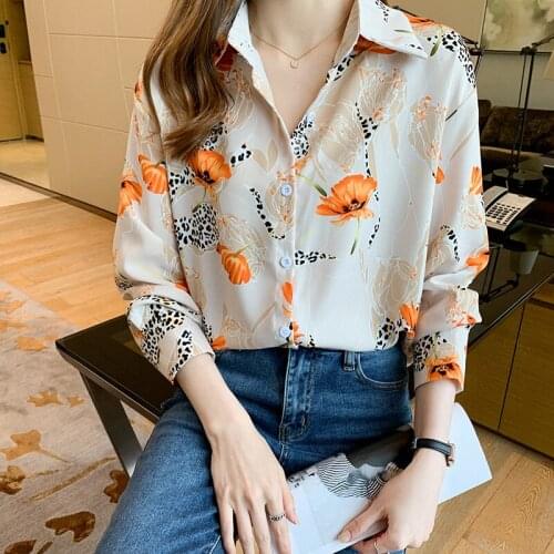 Salt blouse ins wind gentle and generous 2021 autumn new commuter printing long-sleeved shirt blouse