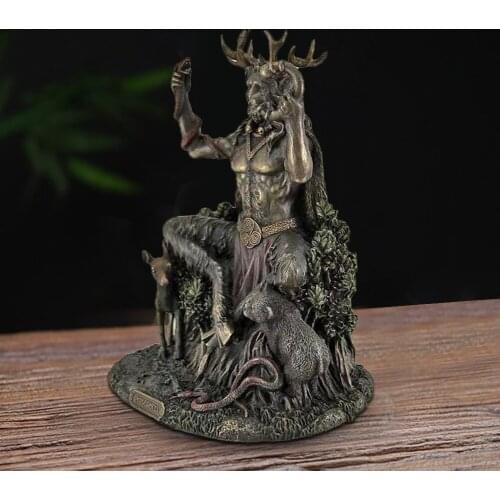 Cernunnos Horned Animal God Figurine Resin Underworld God Sculpture Decor Creativity Statue Home Decoration Ornament