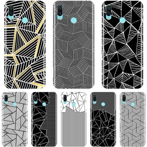 Black Geometric Grid Soft Back Cover For Huawei Nova Smart Lite 2017 Phone Case Silicone For Huawei Nova 2i 2 Lite Plus 3 3I 3E